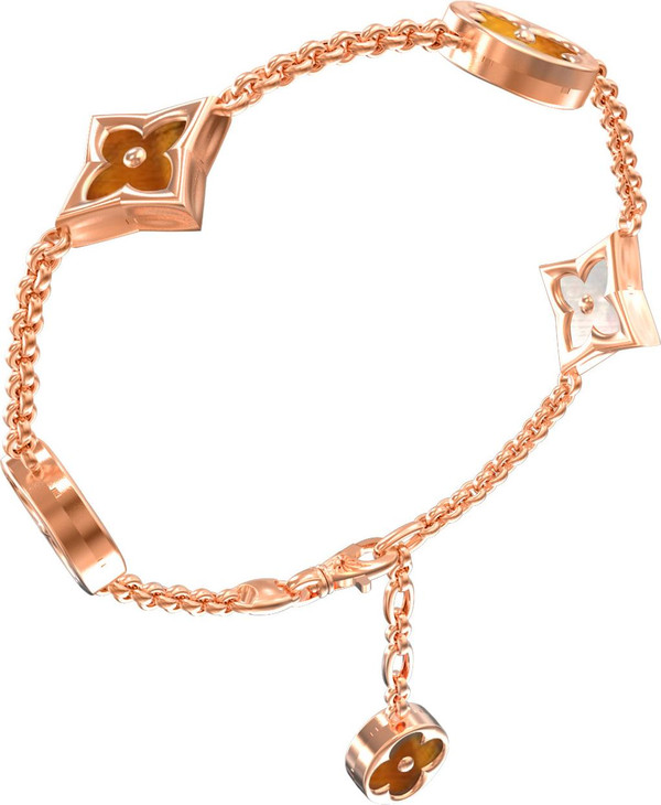 Браслет из золота c тигровым глазом и перламутром