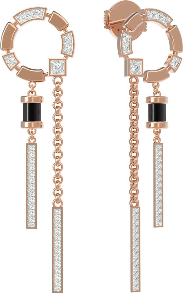 Серьги из золота c бриллиантами и ониксом