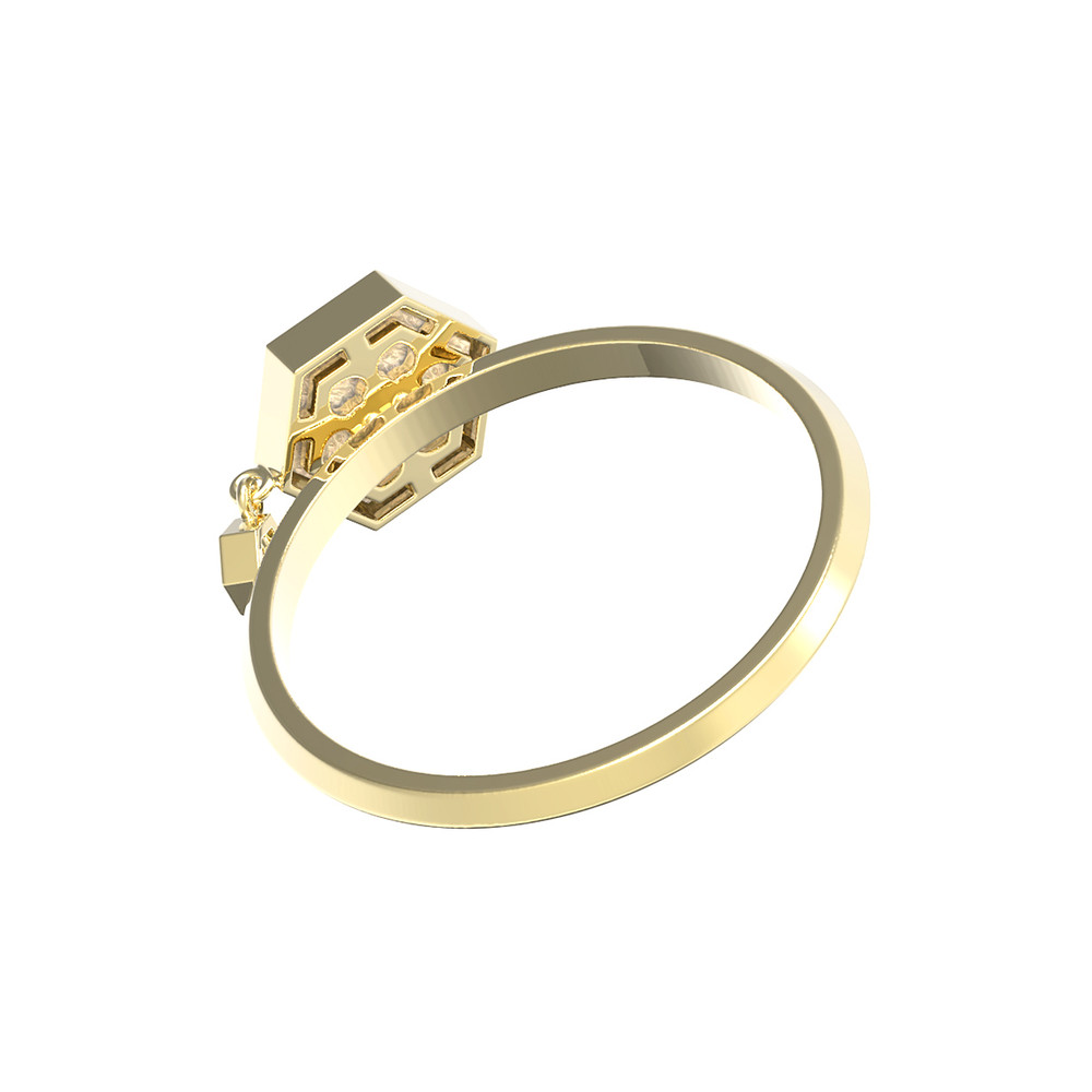 Кольцо из лимонного золота c бриллиантами и перламутром