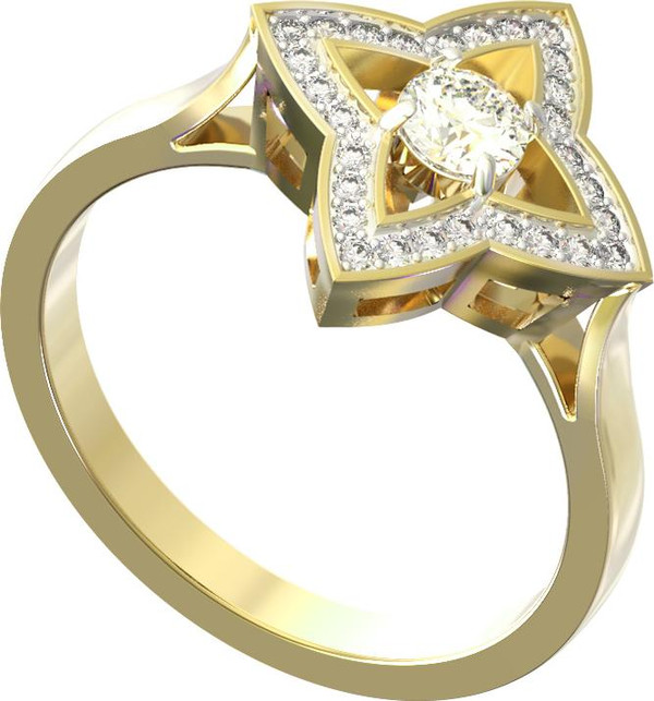 Кольцо из лимонного золота c бриллиантами