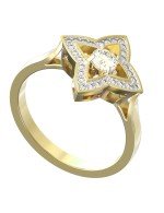 Кольцо из лимонного золота 585 пробы c бриллиантами