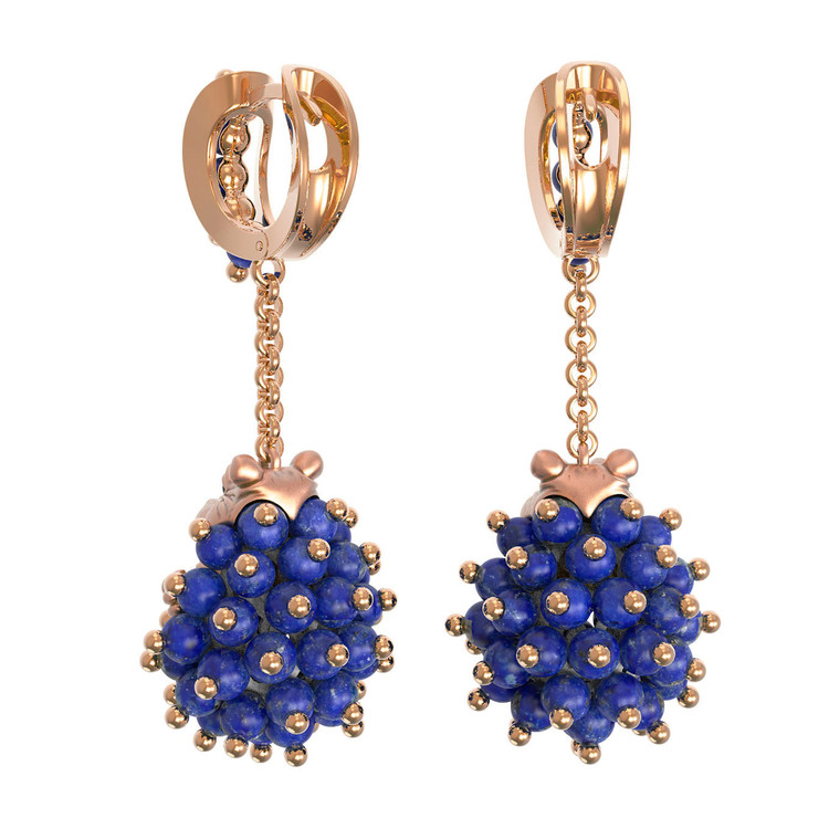 Серьги из золота c эмаль и лазуритом