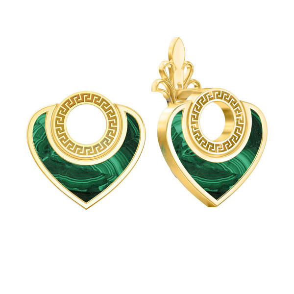 Серьги из лимонного золота c малахитом