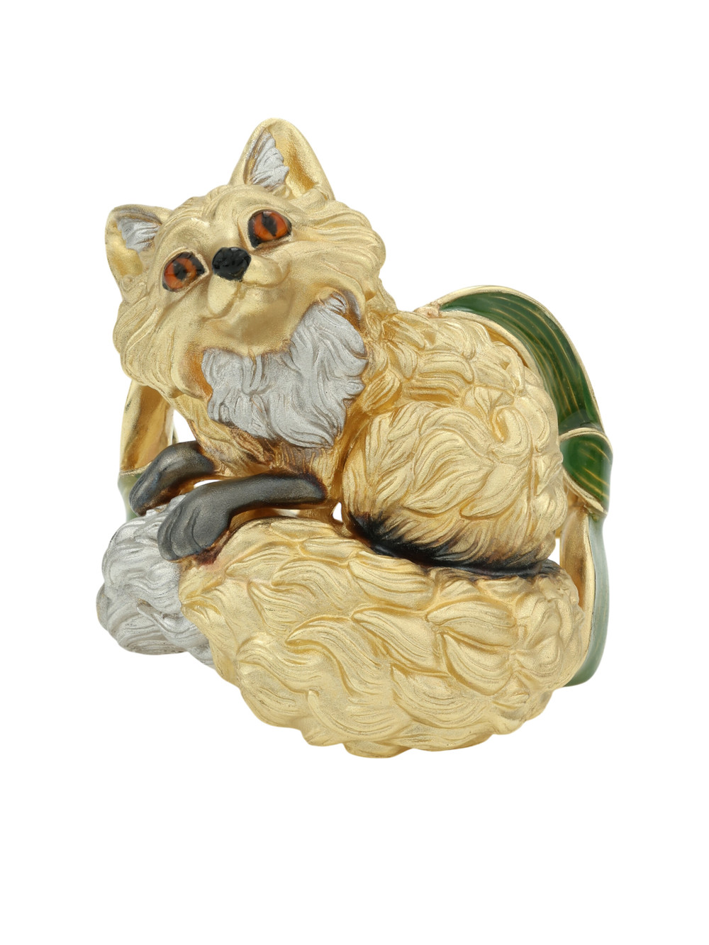 Кольцо из лимонного золота c эмаль