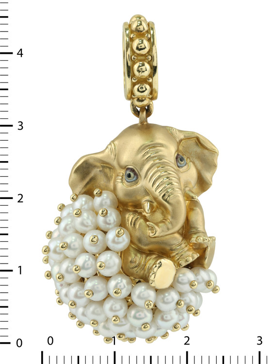 Подвеска из лимонного золота c эмаль и жемчугом