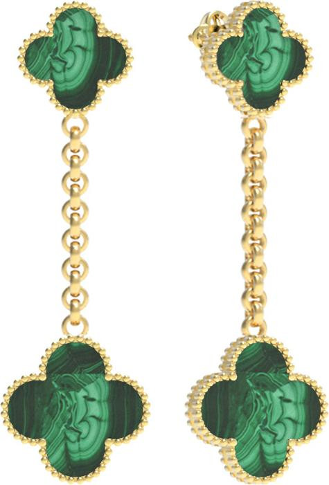 Серьги из лимонного золота c малахитом