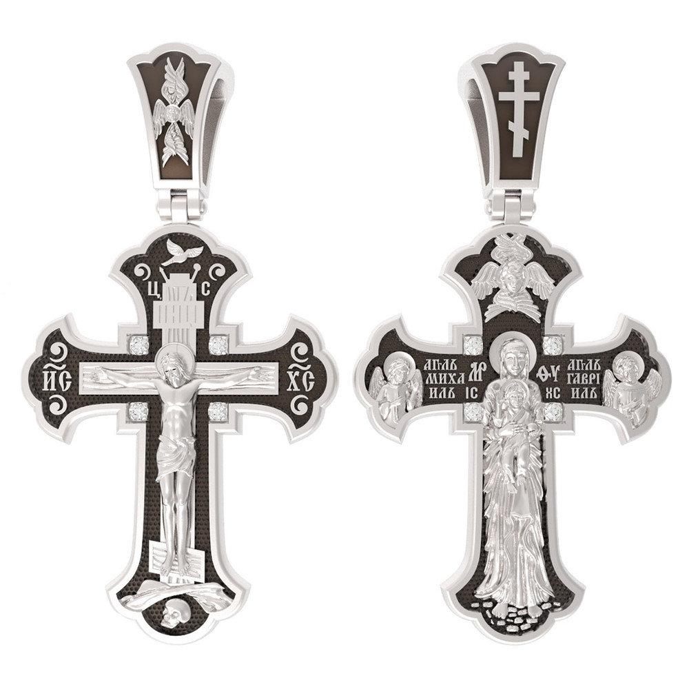 Крест из белого золота c бриллиантами