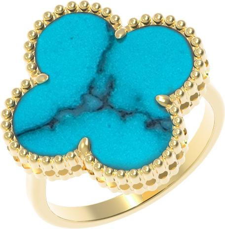 Кольцо из лимонного золота c бирюзой