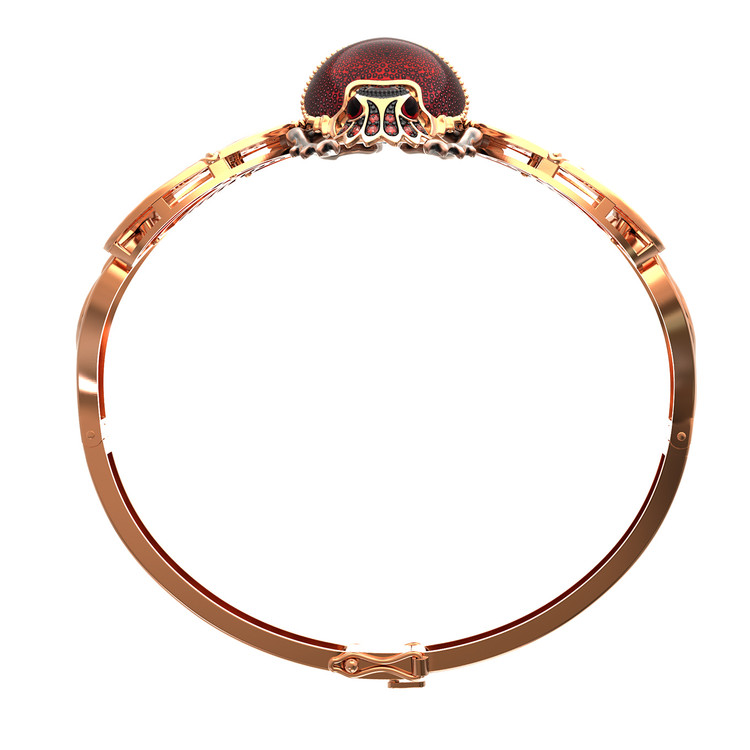 Браслет из золота c эмаль , фианитом, гранатом и эмалью