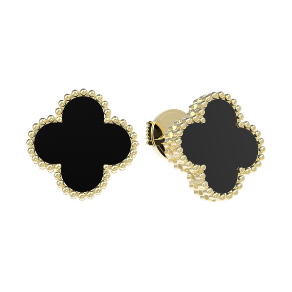 Серьги из лимонного золота c ониксом