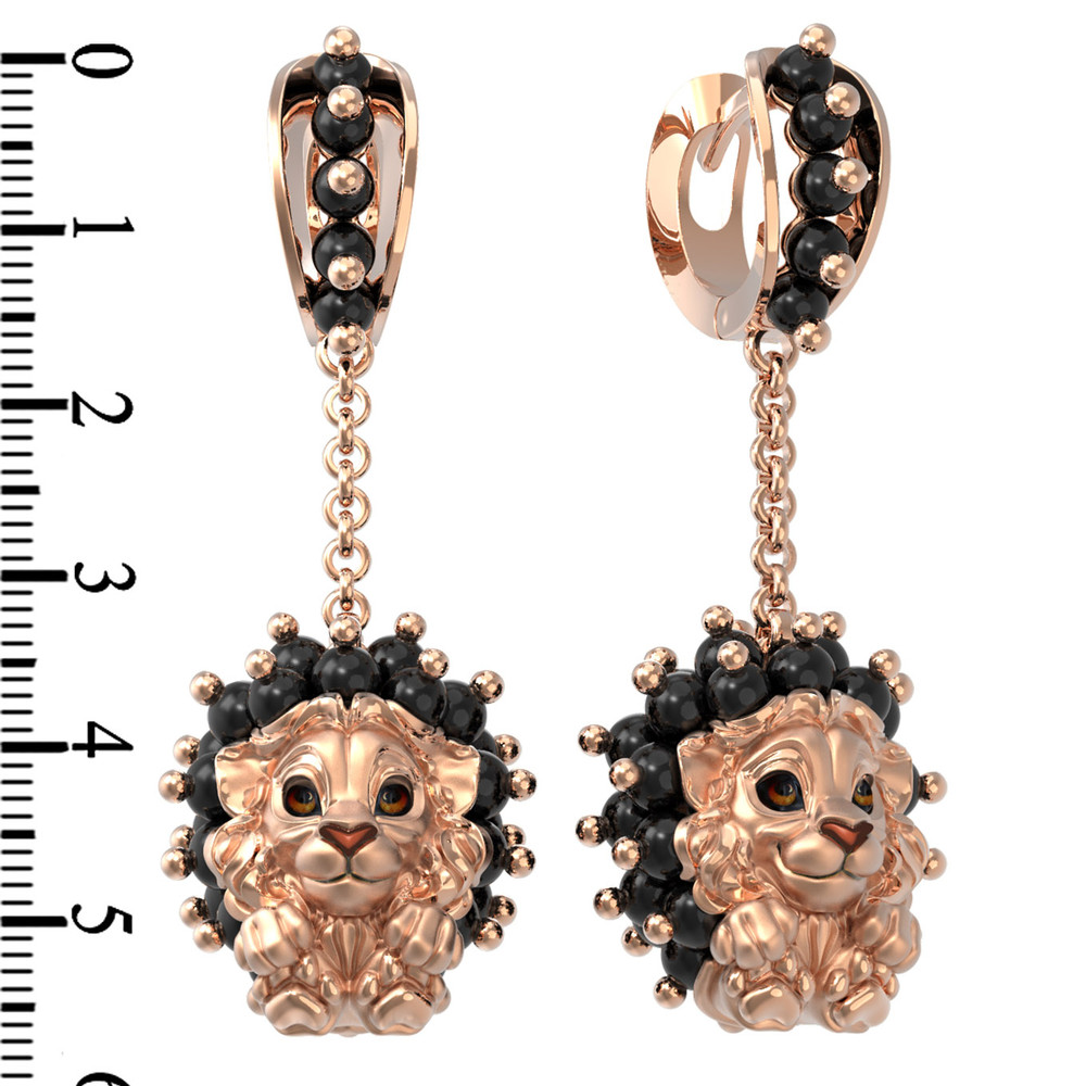 Серьги из золота c эмаль и ониксом