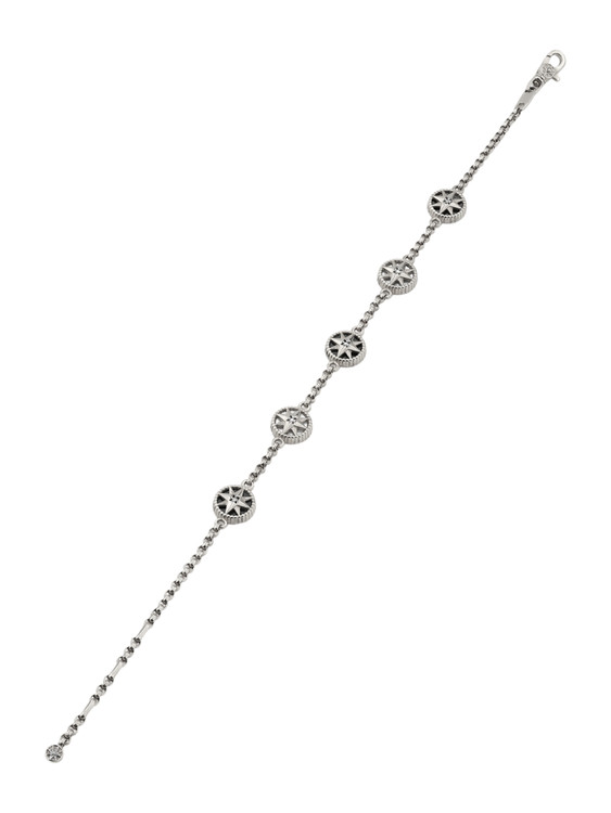 Браслет из белого золота c бриллиантами, ониксом и перламутром