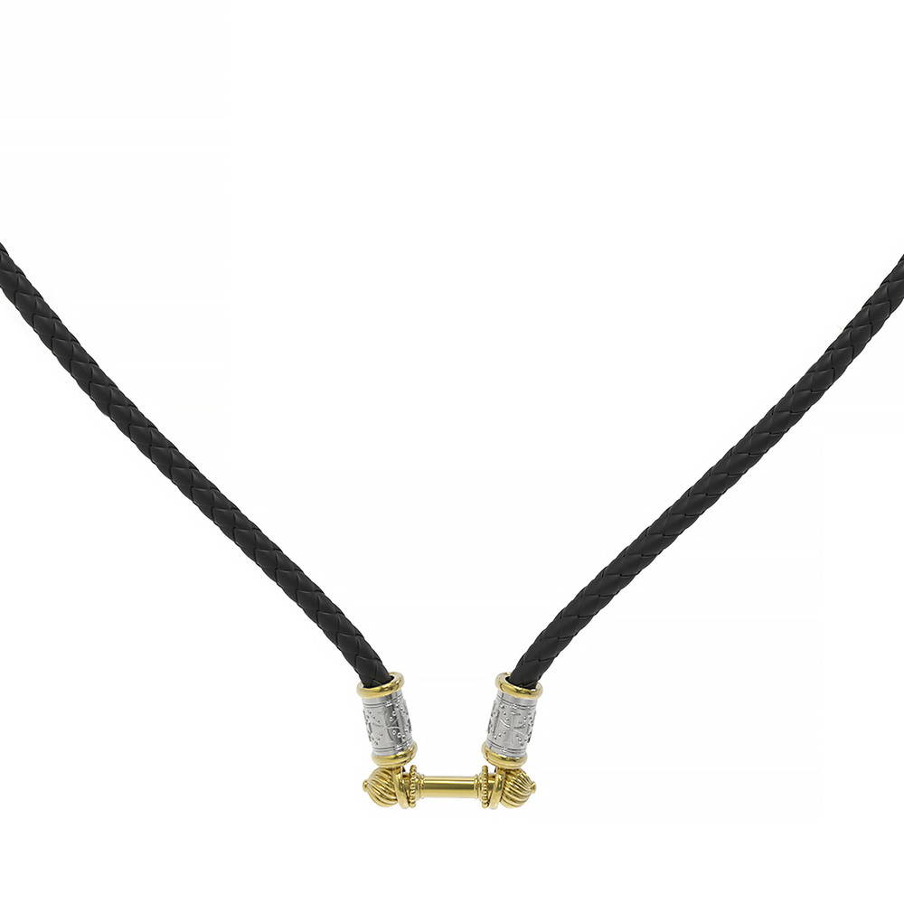 Шнурок кожаный из лимонного золота c кожаным шнурком