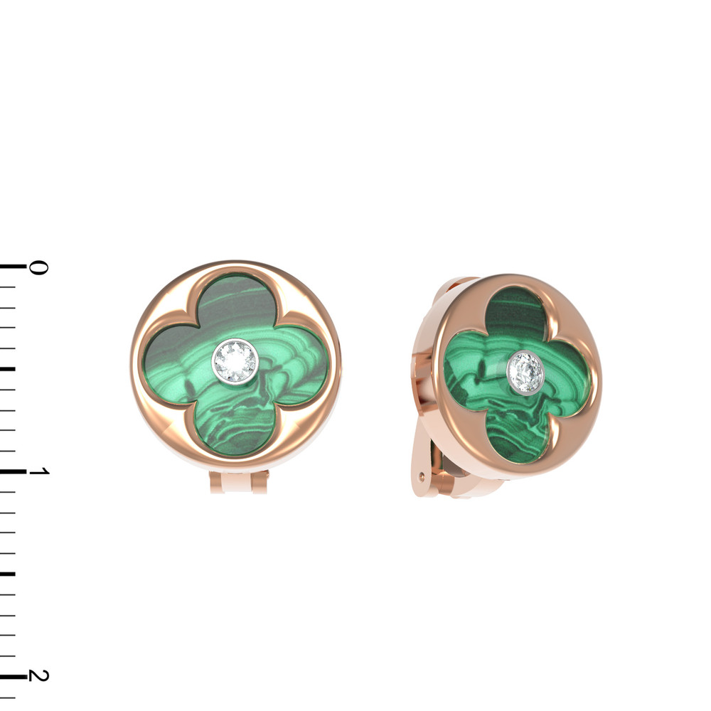 Серьги из золота c бриллиантами и малахитом