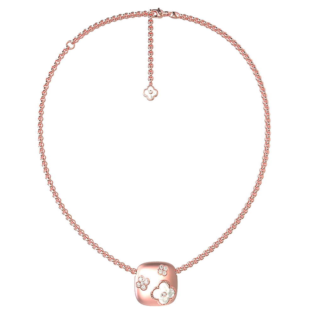 Колье из розового золота c бриллиантами и перламутром