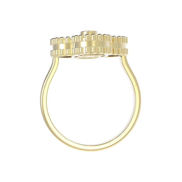 Кольцо из лимонного золота c бриллиантами и перламутром