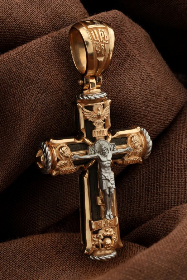 Крест из золота c эбеновым деревом