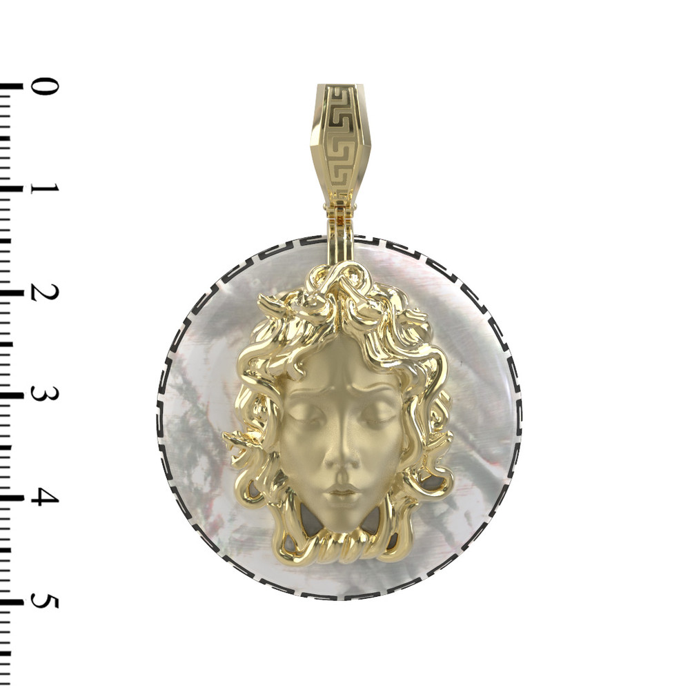 Подвеска из лимонного золота c эмаль и перламутром