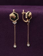 Серьги из золота 585 пробы c бриллиантами и ониксом