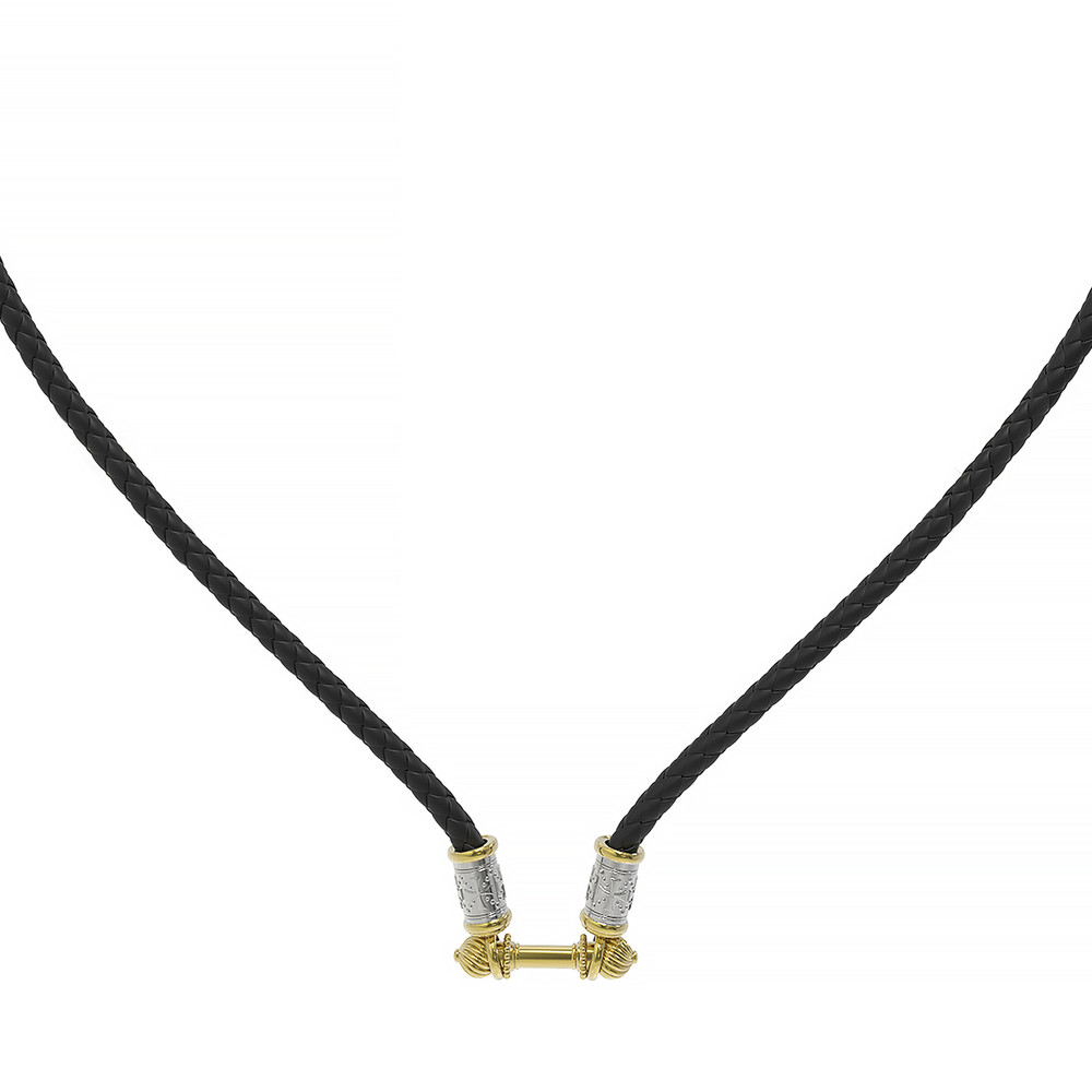 Шнурок кожаный из лимонного золота c кожаным шнурком