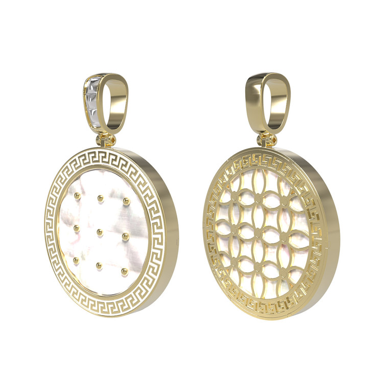 Подвеска из лимонного золота c эмаль и перламутром