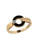 Кольцо из золота 585 пробы c бриллиантами и ониксом