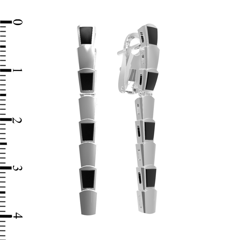 Серьги из белого золота c ониксом