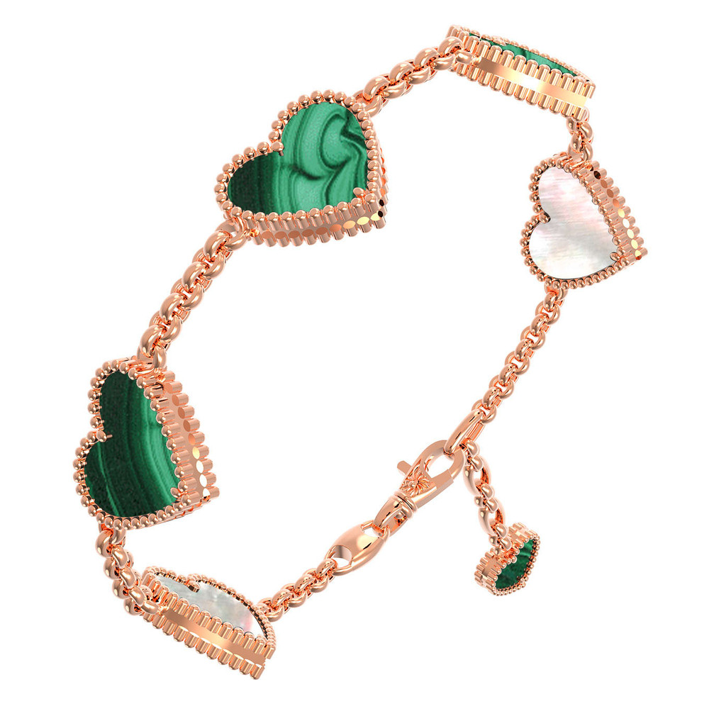 Браслет из золота c малахитом и перламутром