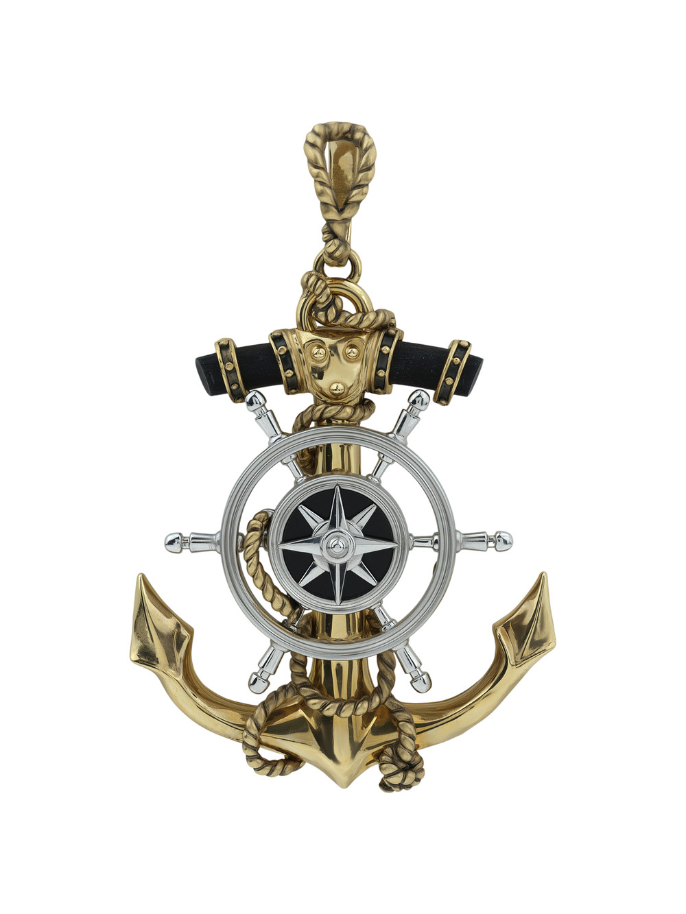 Подвеска из лимонного золота c ониксом и эбеновым деревом