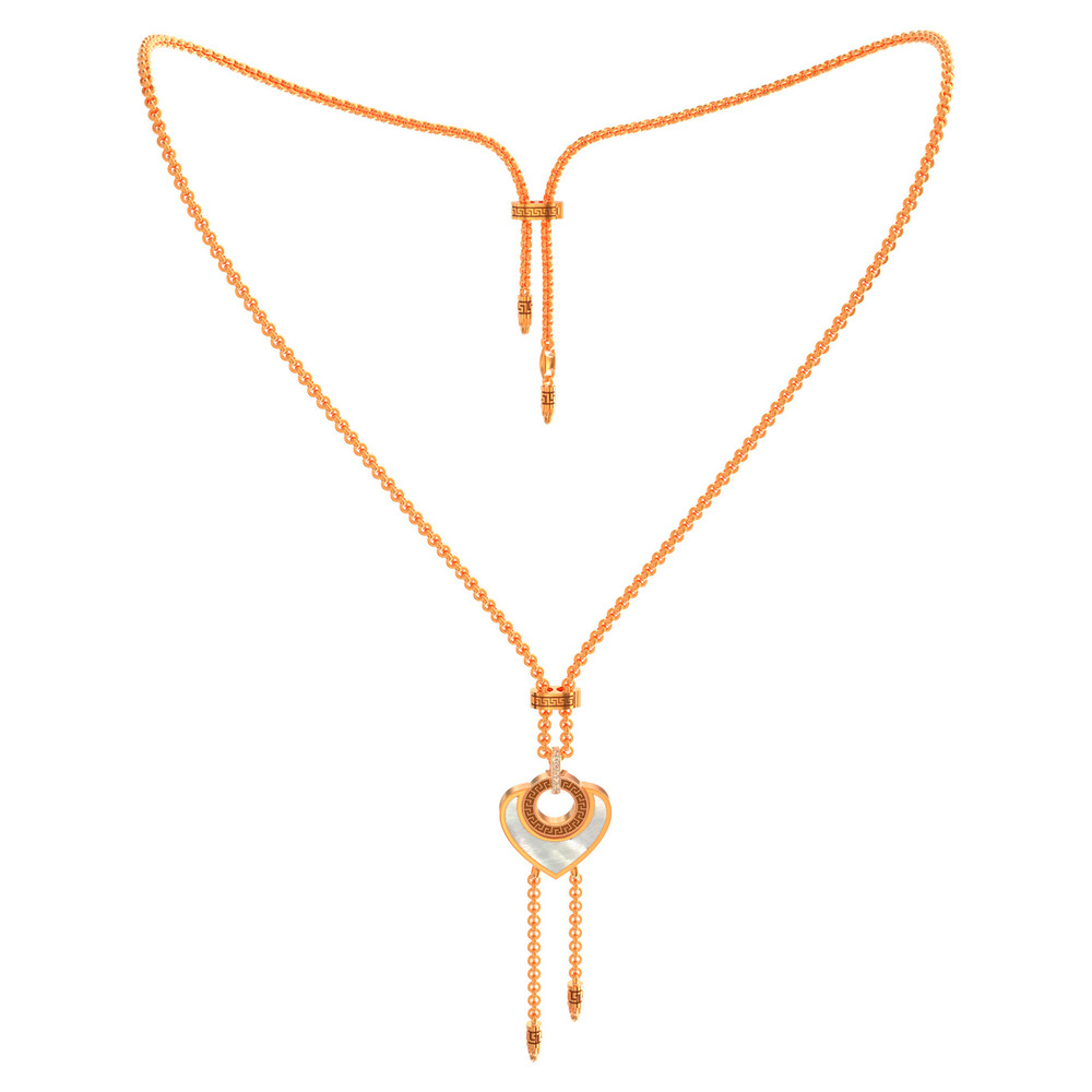 Колье из золота c фианитом, малахитом и перламутром