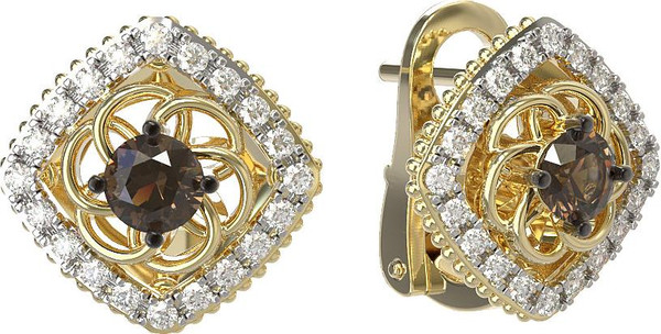 Серьги из лимонного золота c бриллиантами