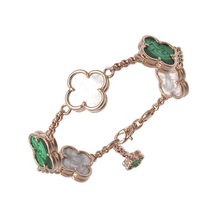 Браслет из золота c малахитом и перламутром