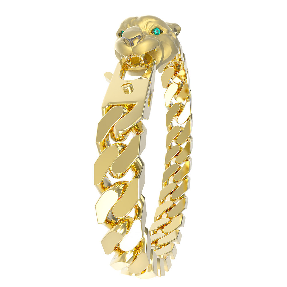 Браслет из лимонного золота c бриллиантами и изумрудом