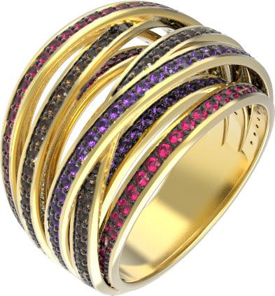 Кольцо из лимонного золота c фианитом