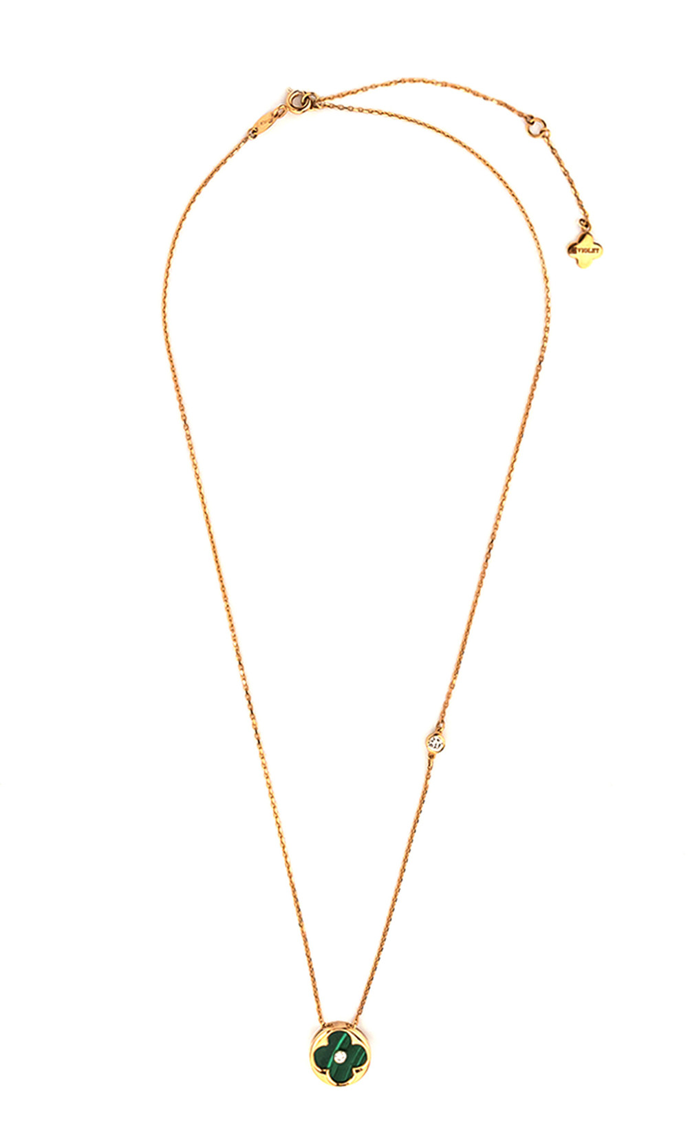 Колье из золота c бриллиантами и малахитом