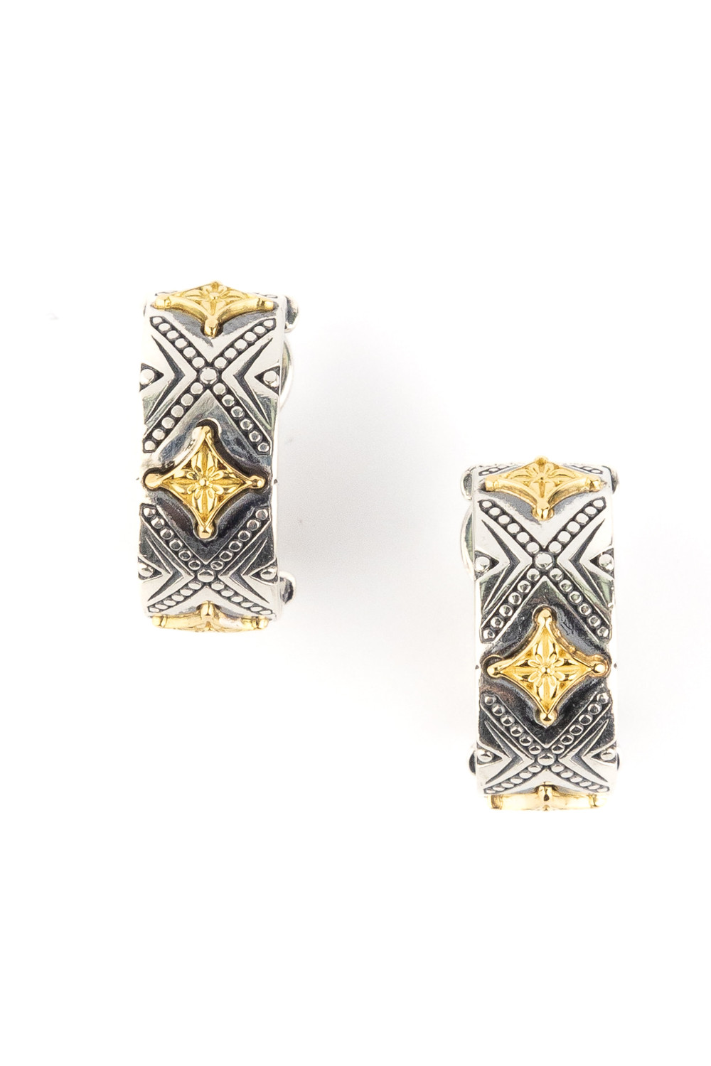 Серьги из серебра и золота c рубином