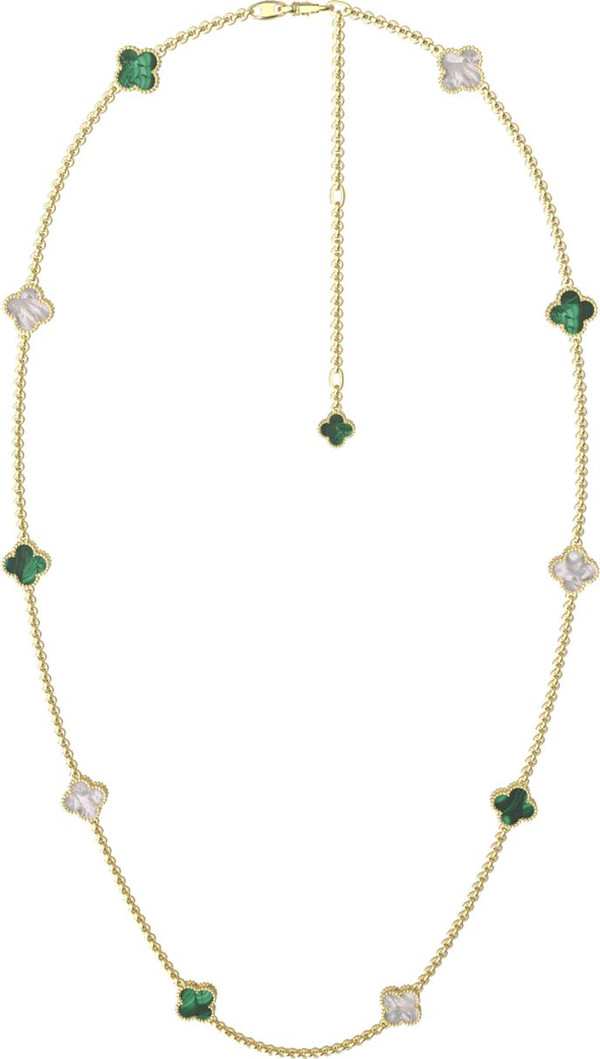 Колье из лимонного золота c малахитом и перламутром