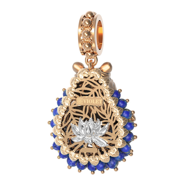 Подвеска из золота c эмаль и лазуритом