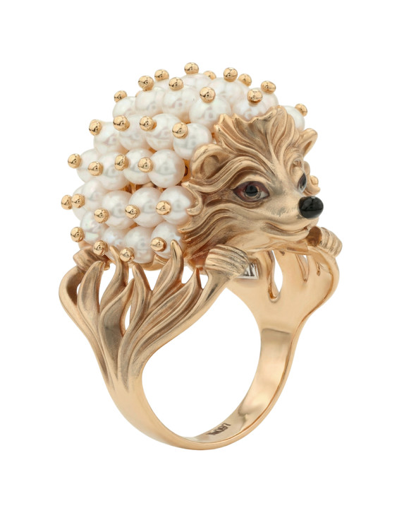 Кольцо из золота c эмаль и жемчугом