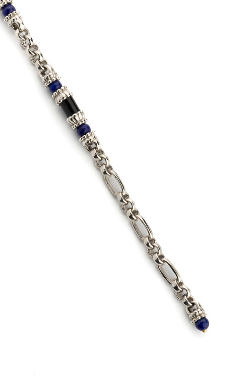 Браслет из белого золота c ониксом и лазуритом