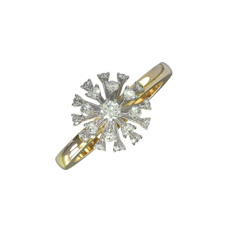 Кольцо из лимонного золота c бриллиантами