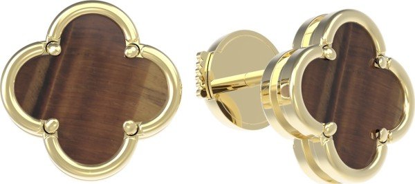 Серьги из лимонного золота 585 пробы c тигровым глазом