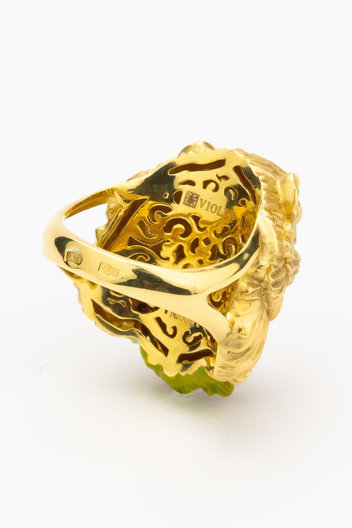 Кольцо из лимонного золота c эмаль