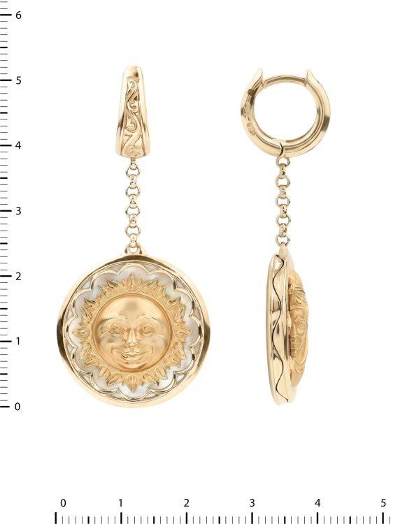 Серьги из золота c ониксом и перламутром