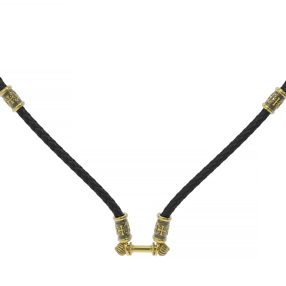 Шнурок кожаный из лимонного золота c кожаным шнурком