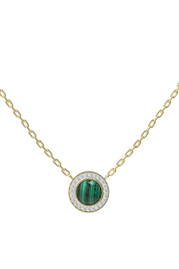 Колье из лимонного золота c бриллиантами и малахитом