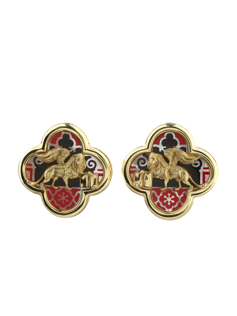 Серьги из лимонного золота c эмаль и перламутром