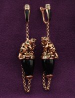 Серьги из золота 585 пробы c эмалью и ониксом