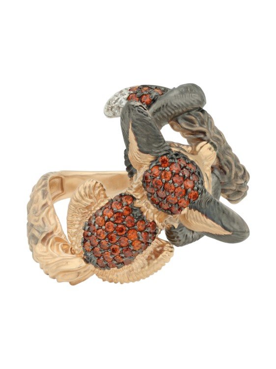 Кольцо из золота c эмаль и фианитом