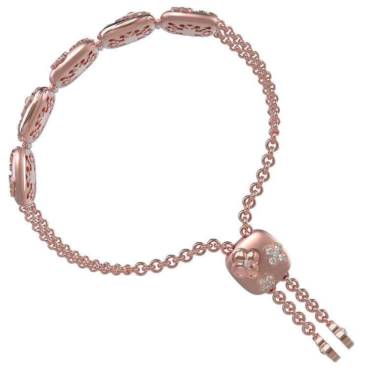 Браслет из розового золота c бриллиантами и перламутром